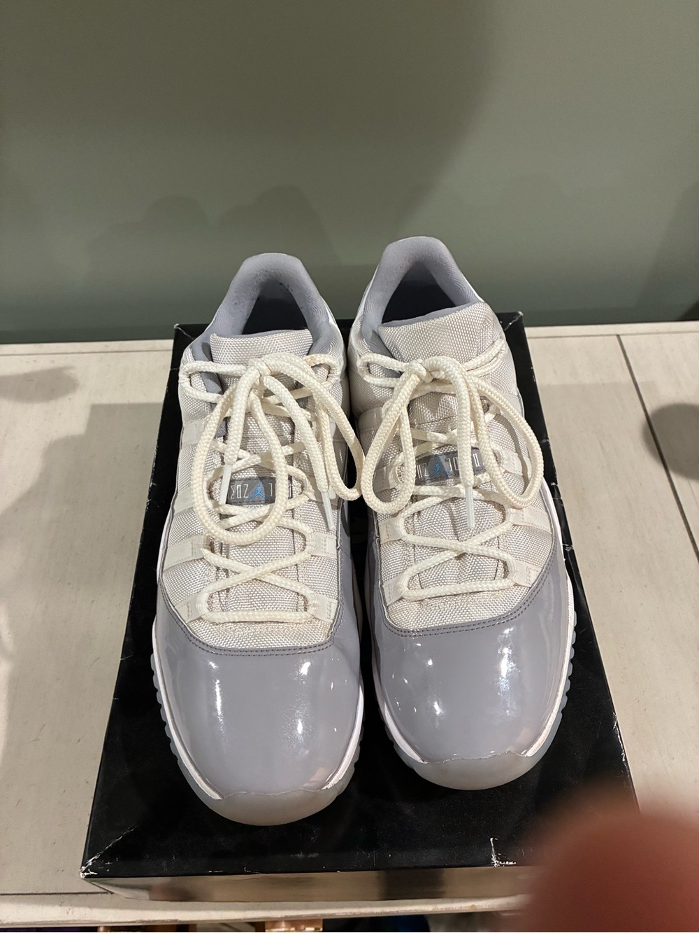 Jordan 11 Retro Low-Top Sneakers in White and Cement Gray size 11 with box